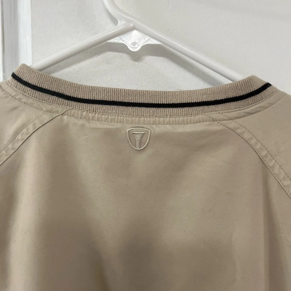 Men's Pro Tour Performance Golf Pullover Windbreaker Beige Color Size XL